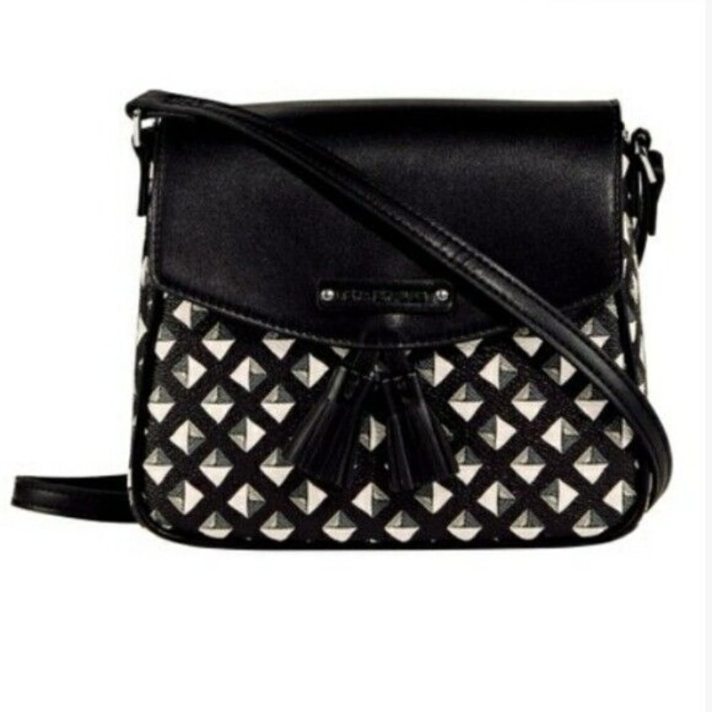 Vera Bradley Black and White Geometric Pattern‎ Tassel Crossbody